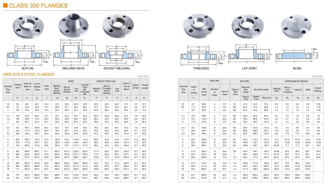 ASTM A105 ASME B16.5 Forged Stainless Steel & Carbon Steel Flange as Customized